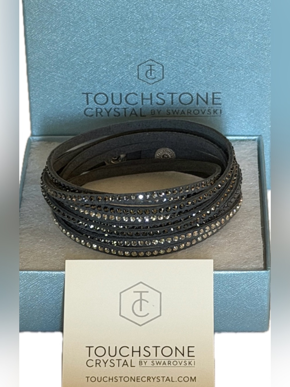 Touchstone Crystal Dark Grey Wrap Bracelet, rarely worn, LIKE NEW!!